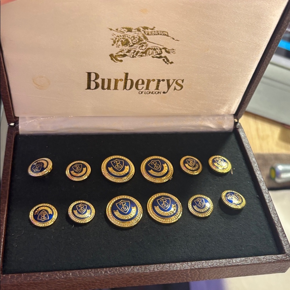 Burberry Navy and Gold Button Set — Vintage